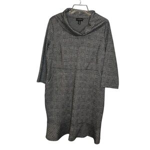 Tribal Femme Cowl Neck Knit Tunic Dress Plaid Petite Large